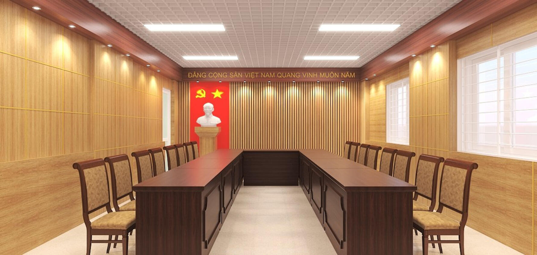 Ốp tường nhựa nhà văn hoá Hải Phòng